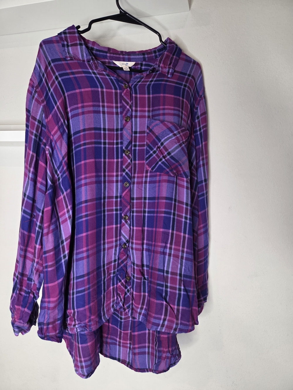 Terra & Sky Purple and Pink Plaid Button-Down Shirt
